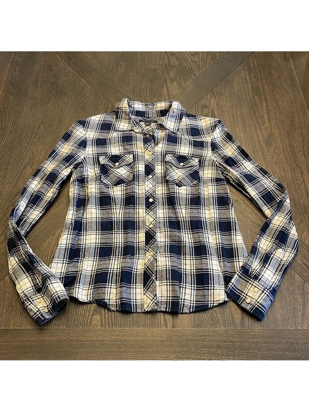 Tommy Hilfiger Blue Plaid Button Down Shirt Medium